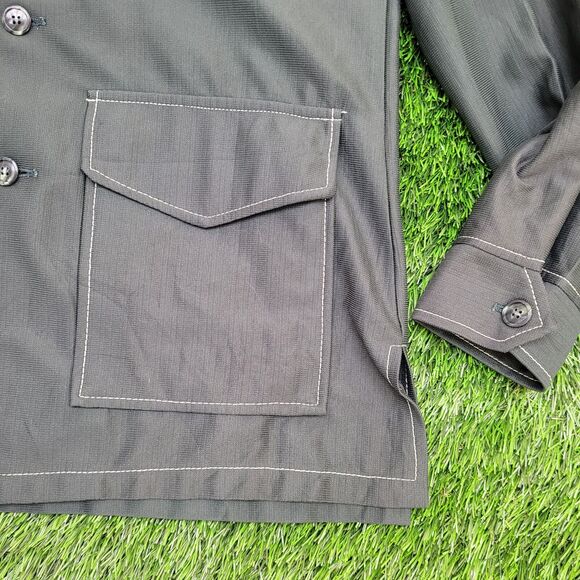 Vintage 70s Safari Style Chore Coat Jacket S/M 21x30 Dagger Collar Scovill Zip - Picture 5 of 12